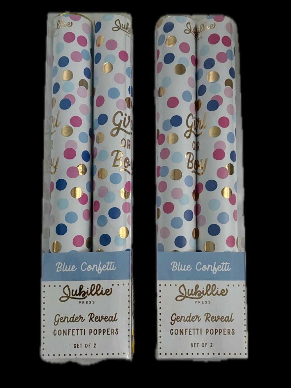 BNIB Blue Confetti Gender Reveal Confetti Poppers Set of 4